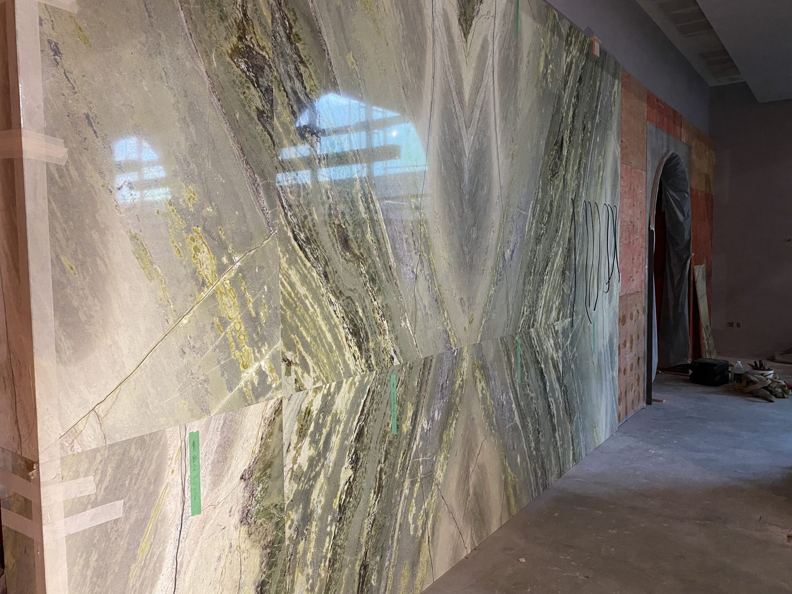Prefabricated marble panel wall in a Los Gatos retail store