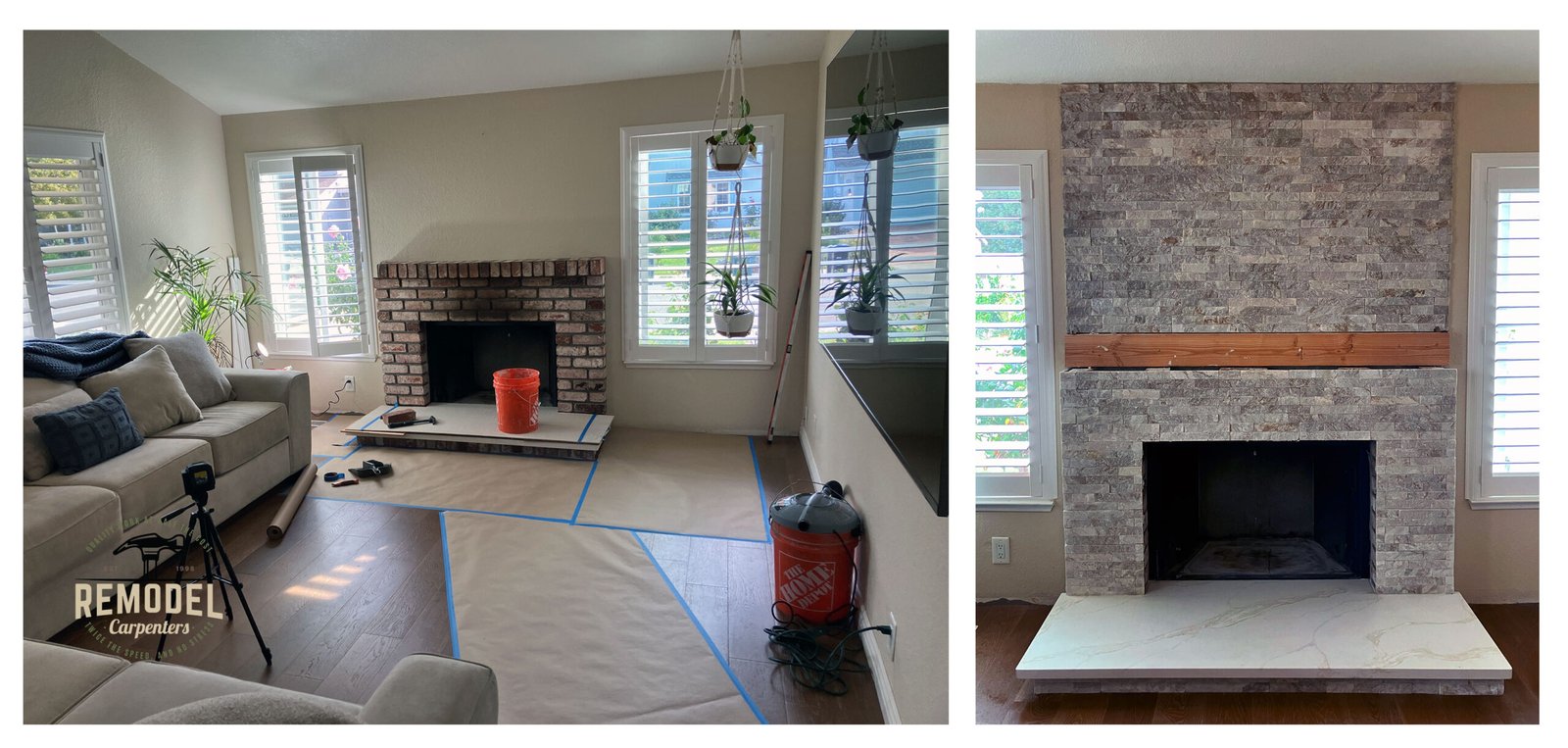 Refinished fireplace and hearth in Pleasanton