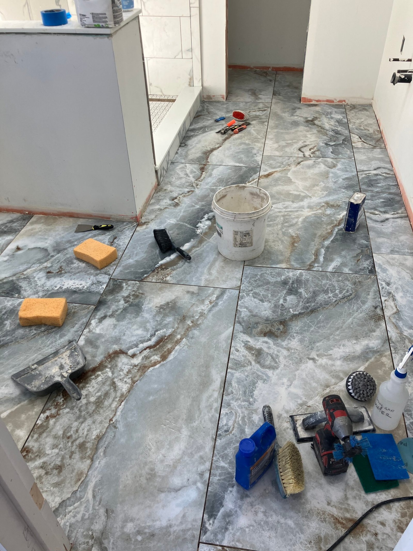 DitraHeat membrane under large format tile in Alameda