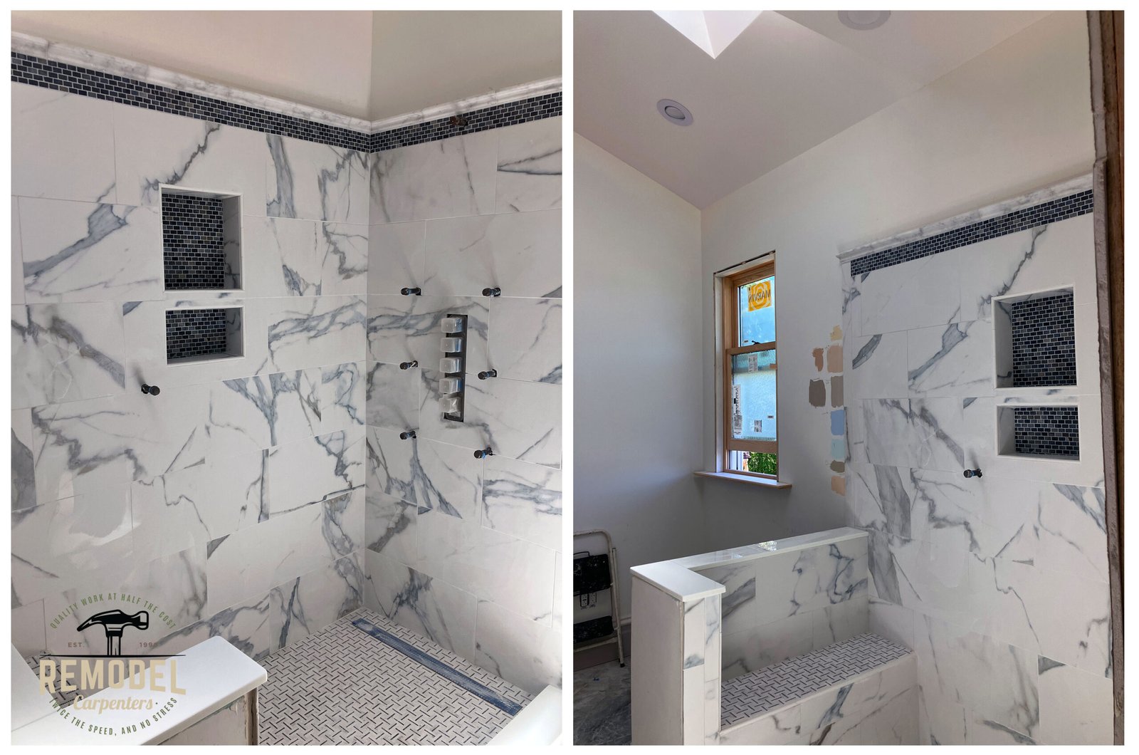 Tiled shower pony wall in Alameda