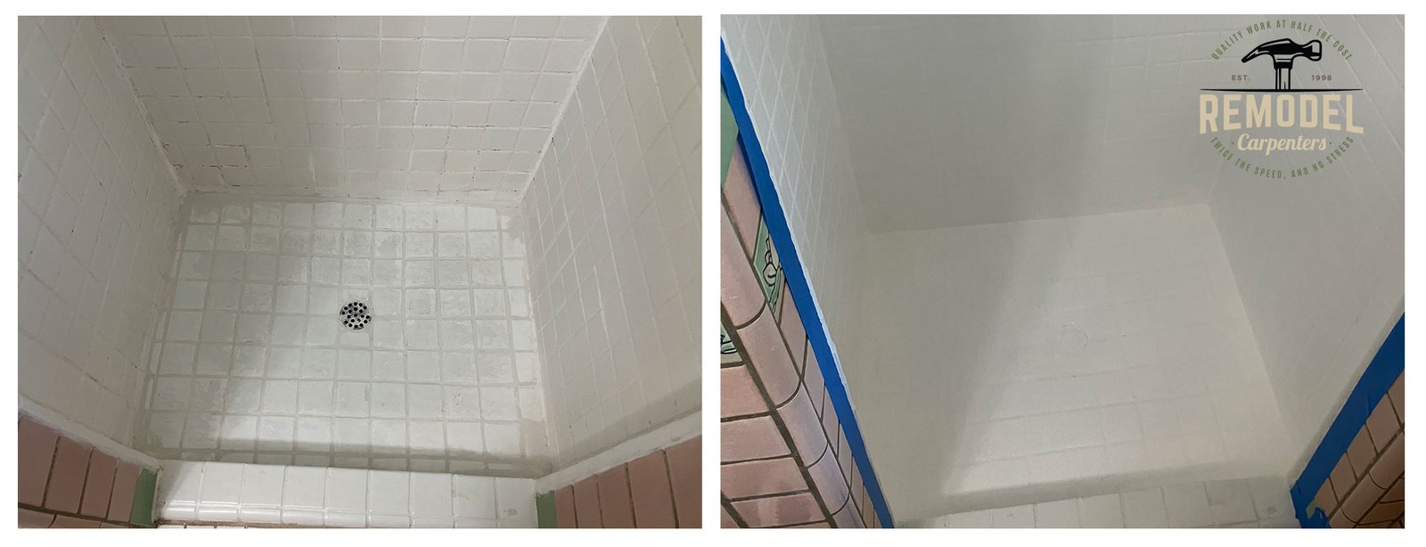 Epoxy covering applied over existing tile in Albany