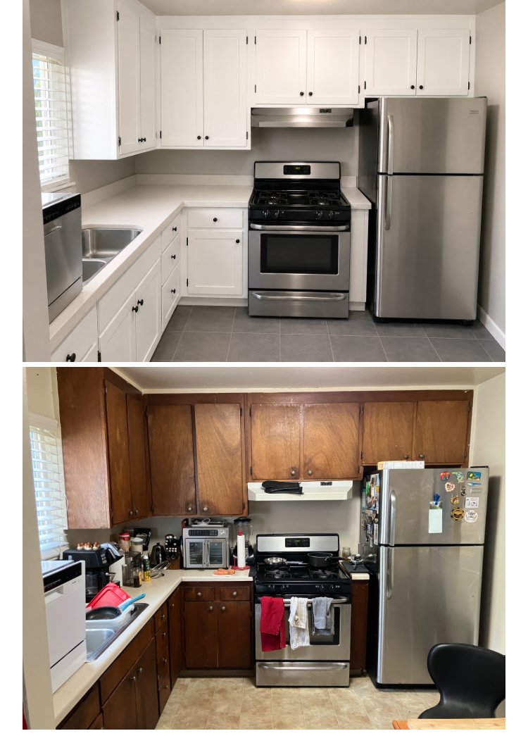 Resurfaced kitchen cabinets and tile in Berkeley